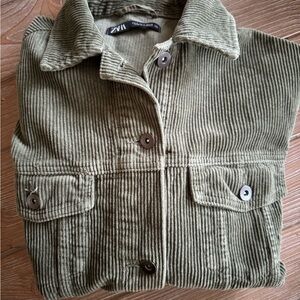 Zara Khaki Corduroy Outerwear